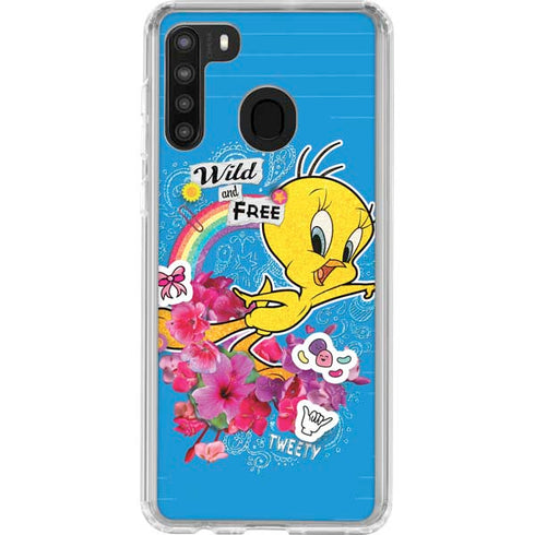 Looney Tunes Tweety Bird Wild and Free Galaxy A21 Clear Case