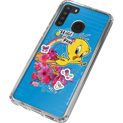 Looney Tunes Tweety Bird Wild and Free Galaxy A21 Clear Case
