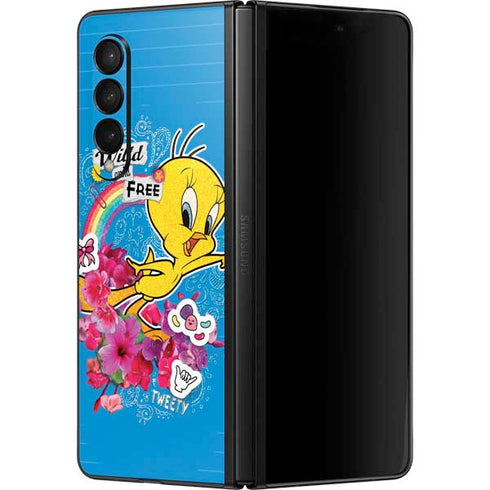 Looney Tunes Tweety Bird Wild and Free Galaxy Z Fold3 5G Skin