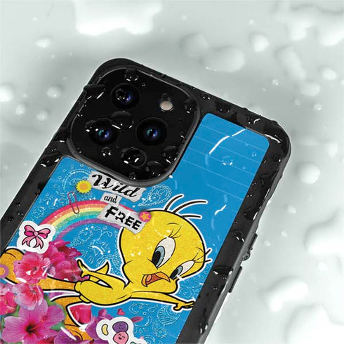 Looney Tunes Tweety Bird Wild and Free iPhone 14 Pro Max Waterproof Case