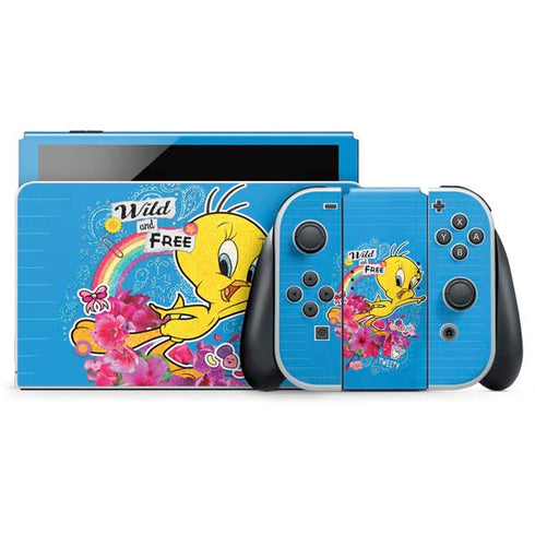 Looney Tunes Tweety Bird Wild and Free Nintendo Switch OLED (2021) Skin