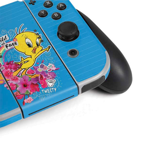 Looney Tunes Tweety Bird Wild and Free Nintendo Switch OLED (2021) Skin