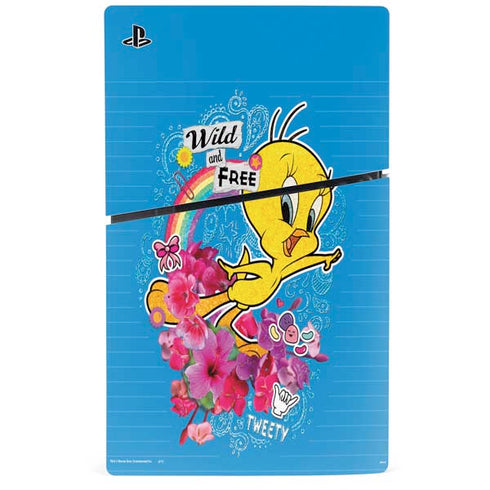 Looney Tunes Tweety Bird Wild and Free PS5 Slim Digital Edition Console Skin