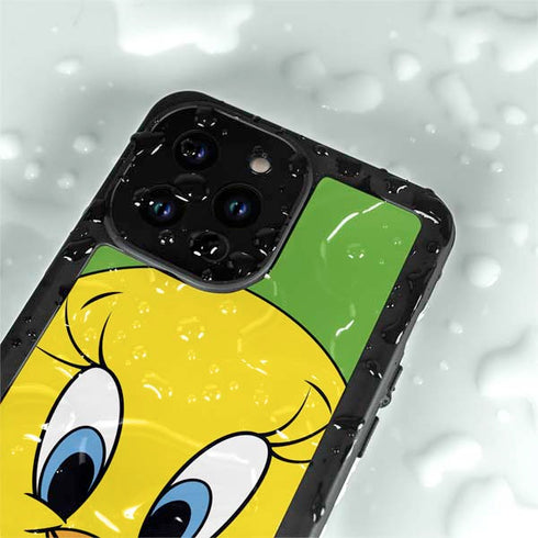 Looney Tunes Tweety Bird Zoomed In iPhone 14 Pro Max Waterproof Case