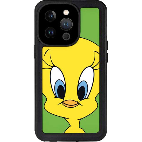 Looney Tunes Tweety Bird Zoomed In iPhone 14 Pro Waterproof Case