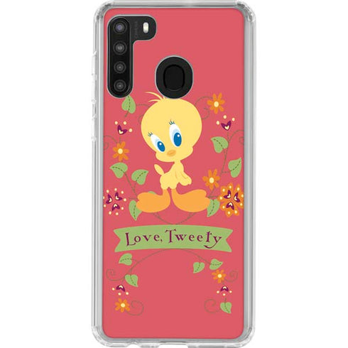 Looney Tunes Tweety Embroidered Galaxy A21 Clear Case