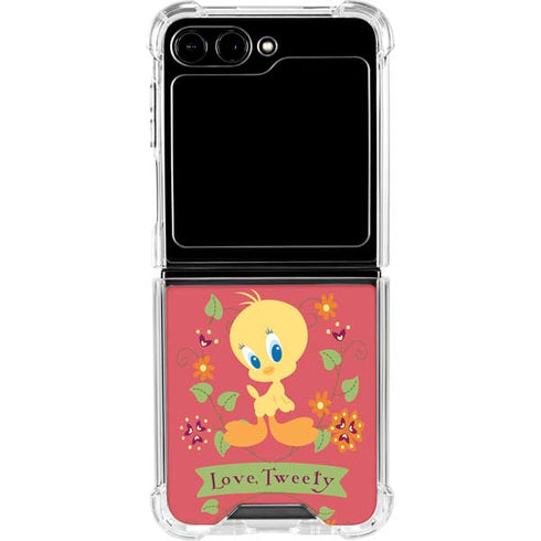 Looney Tunes Tweety Embroidered Galaxy Z Flip5 5G Clear Case