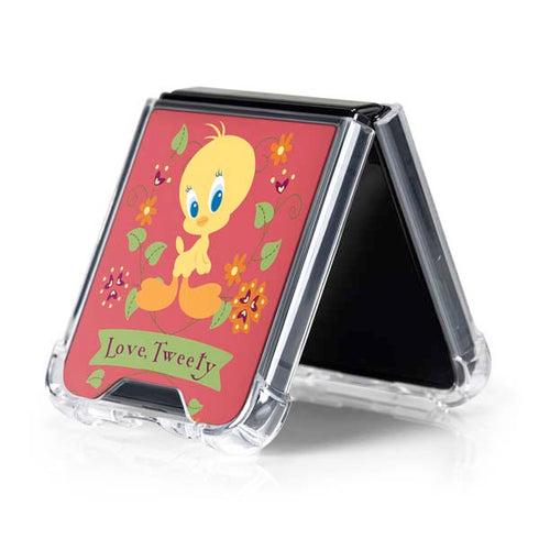 Looney Tunes Tweety Embroidered Galaxy Z Flip5 5G Clear Case