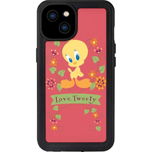 Looney Tunes Tweety Embroidered iPhone 15 Plus Waterproof Case