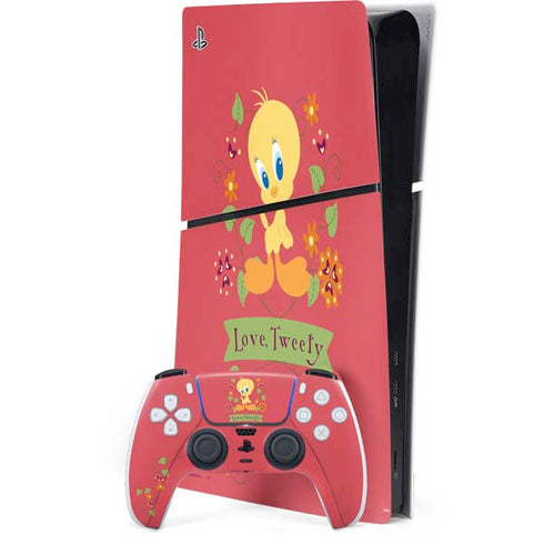 Looney Tunes Tweety Embroidered PS5 Slim Digital Edition Console Skin
