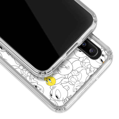 Looney Tunes Tweety Super Sized Pattern Galaxy A30 Clear Case