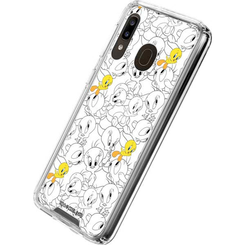 Looney Tunes Tweety Super Sized Pattern Galaxy A30 Clear Case