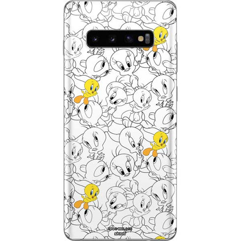 Looney Tunes Tweety Super Sized Pattern Galaxy S10 Plus Skin