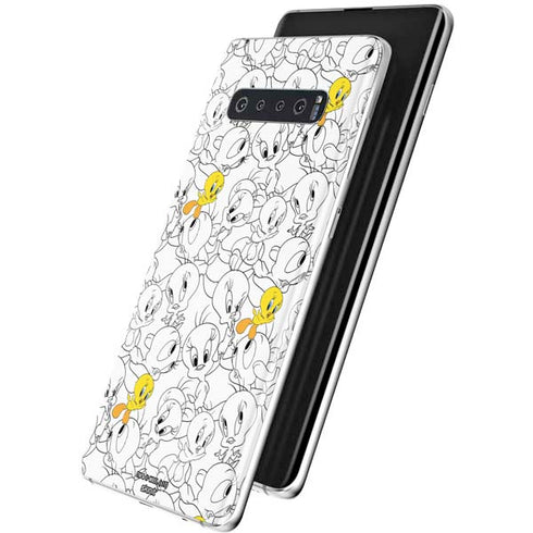 Looney Tunes Tweety Super Sized Pattern Galaxy S10 Skin