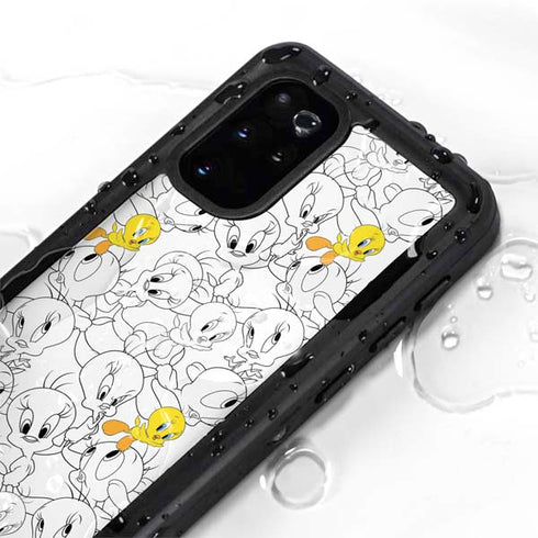 Looney Tunes Tweety Super Sized Pattern Galaxy S20 Plus Waterproof Case