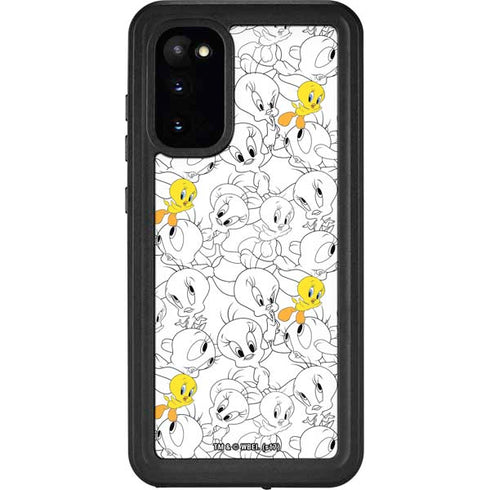Looney Tunes Tweety Super Sized Pattern Galaxy S20 Waterproof Case
