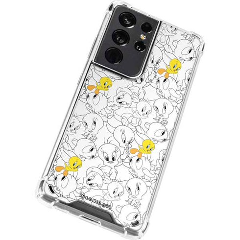 Looney Tunes Tweety Super Sized Pattern Galaxy S21 Ultra 5G Clear Case