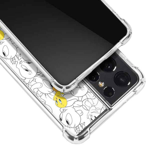 Looney Tunes Tweety Super Sized Pattern Galaxy S21 Ultra 5G Clear Case