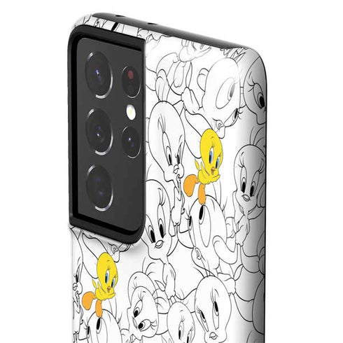 Looney Tunes Tweety Super Sized Pattern Galaxy S21 Ultra 5G Pro Case