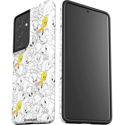 Looney Tunes Tweety Super Sized Pattern Galaxy S21 Ultra 5G Pro Case