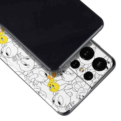 Looney Tunes Tweety Super Sized Pattern Galaxy S21 Ultra 5G Skin