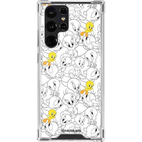 Looney Tunes Tweety Super Sized Pattern Galaxy S22 Ultra Clear Case