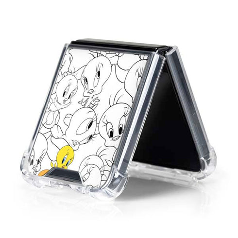 Looney Tunes Tweety Super Sized Pattern Galaxy Z Flip5 5G Clear Case