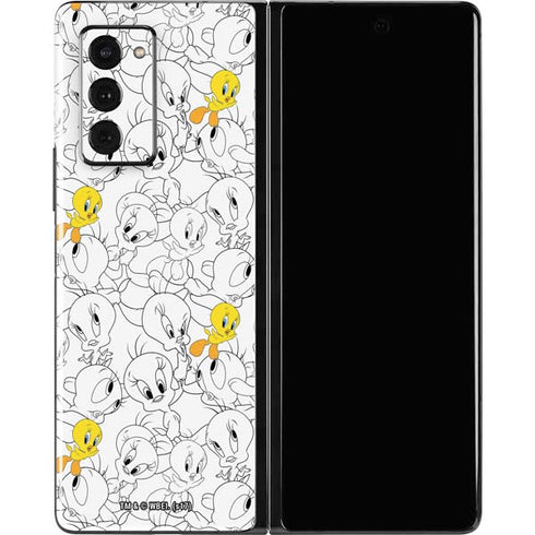 Looney Tunes Tweety Super Sized Pattern Galaxy Z Fold2 5G Skin