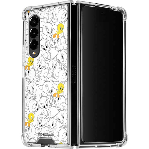 Looney Tunes Tweety Super Sized Pattern Galaxy Z Fold4 5G Clear Case