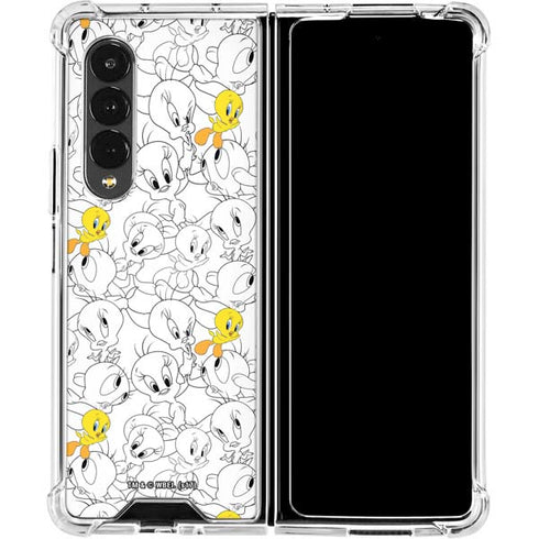 Looney Tunes Tweety Super Sized Pattern Galaxy Z Fold4 5G Clear Case