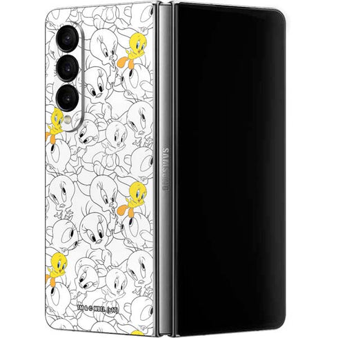 Looney Tunes Tweety Super Sized Pattern Galaxy Z Fold4 5G Skin