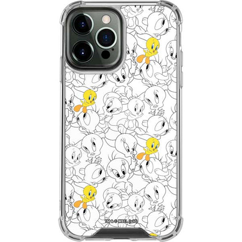 Looney Tunes Tweety Super Sized Pattern iPhone 15 Pro Max Clear Case