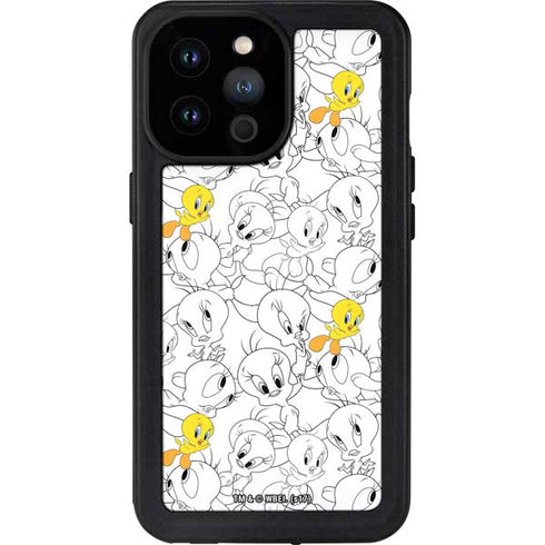 Looney Tunes Tweety Super Sized Pattern iPhone 14 Pro Max Waterproof Case
