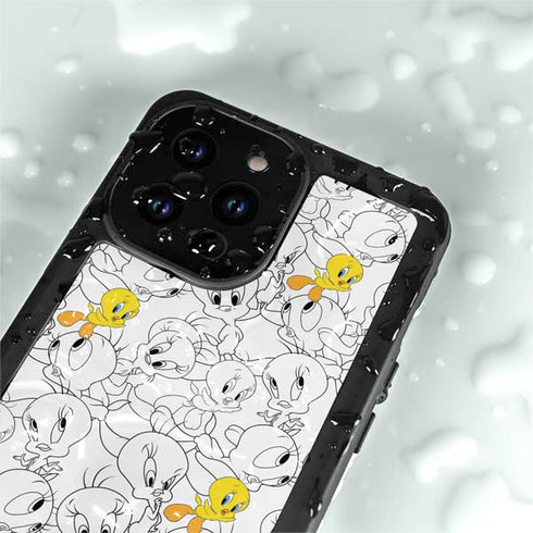 Looney Tunes Tweety Super Sized Pattern iPhone 14 Pro Max Waterproof Case
