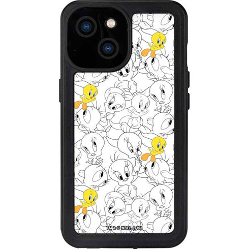 Looney Tunes Tweety Super Sized Pattern iPhone 15 Waterproof Case