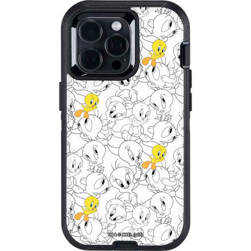 Looney Tunes Tweety Super Sized Pattern Otterbox Defender iPhone Skin