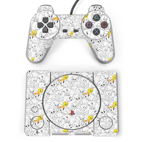 Looney Tunes Tweety Super Sized Pattern PlayStation Classic Bundle Skin