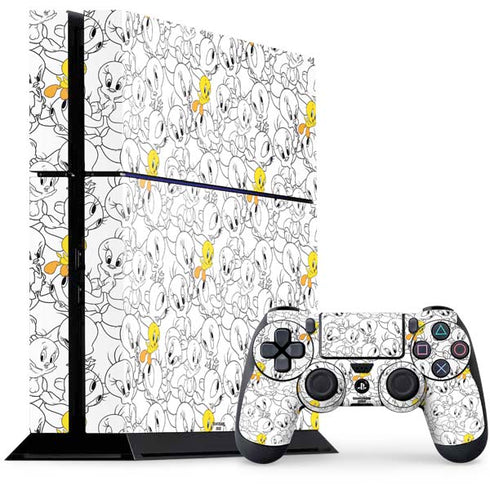 Looney Tunes Tweety Super Sized Pattern PS4 Console and Controller Bundle Skin