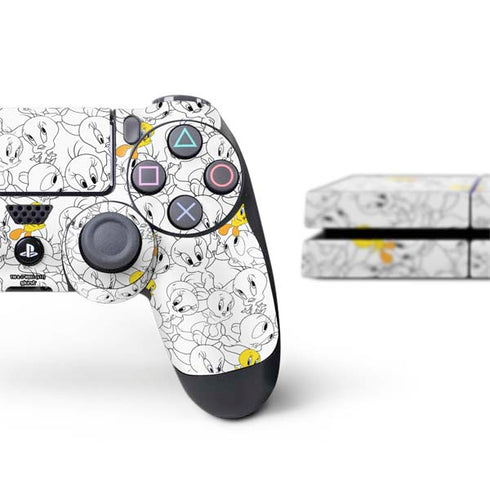 Looney Tunes Tweety Super Sized Pattern PS4 Console and Controller Bundle Skin