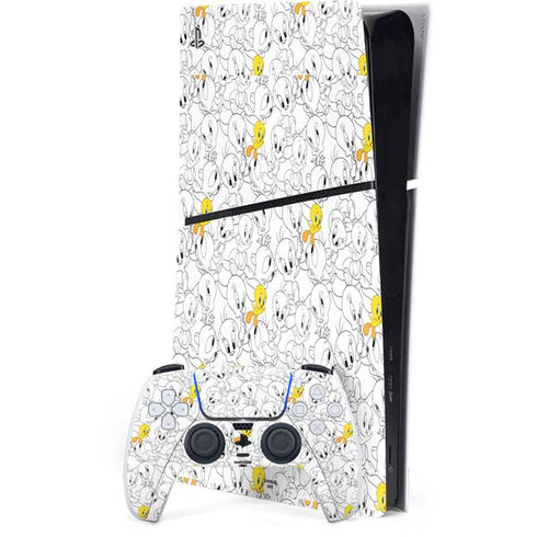 Looney Tunes Tweety Super Sized Pattern PS5 Slim Digital Edition Console Skin