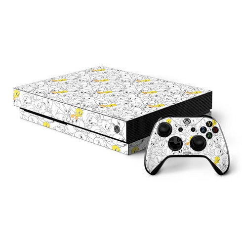 Looney Tunes Tweety Super Sized Pattern Xbox One X Bundle Skin