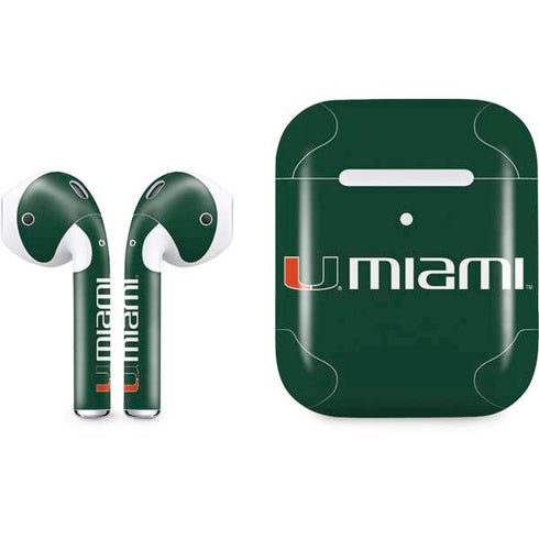 University of Miami Horizontal Mark on Green Apple AirPods 2 Skin