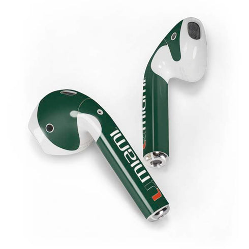University of Miami Horizontal Mark on Green Apple AirPods 2 Skin