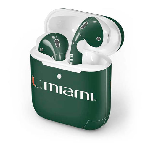 University of Miami Horizontal Mark on Green Apple AirPods 2 Skin