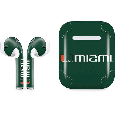 University of Miami Horizontal Mark on Green Apple AirPods Skin