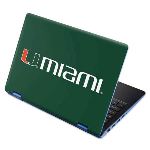 University of Miami Horizontal Mark on Green Aspire R11 11.6in Skin