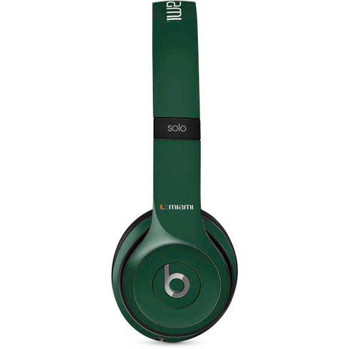 University of Miami Horizontal Mark on Green Beats Solo 2 Wired Skin