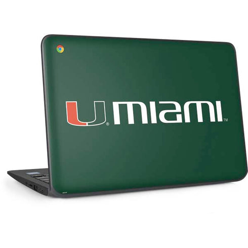 University of Miami Horizontal Mark on Green HP Chromebook Skin