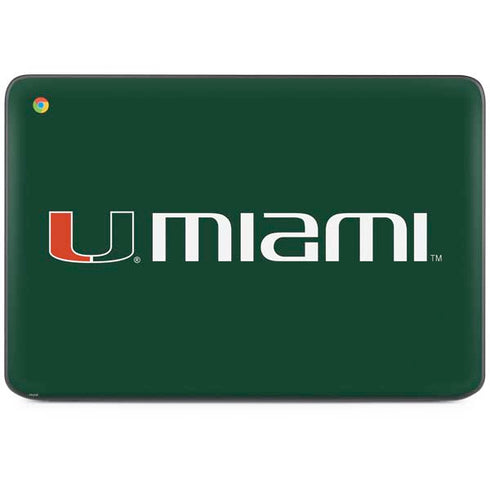 University of Miami Horizontal Mark on Green HP Chromebook Skin