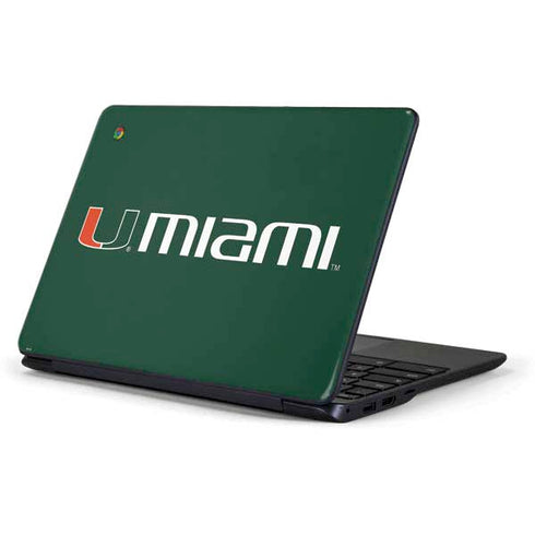 University of Miami Horizontal Mark on Green Samsung Chromebook Skin